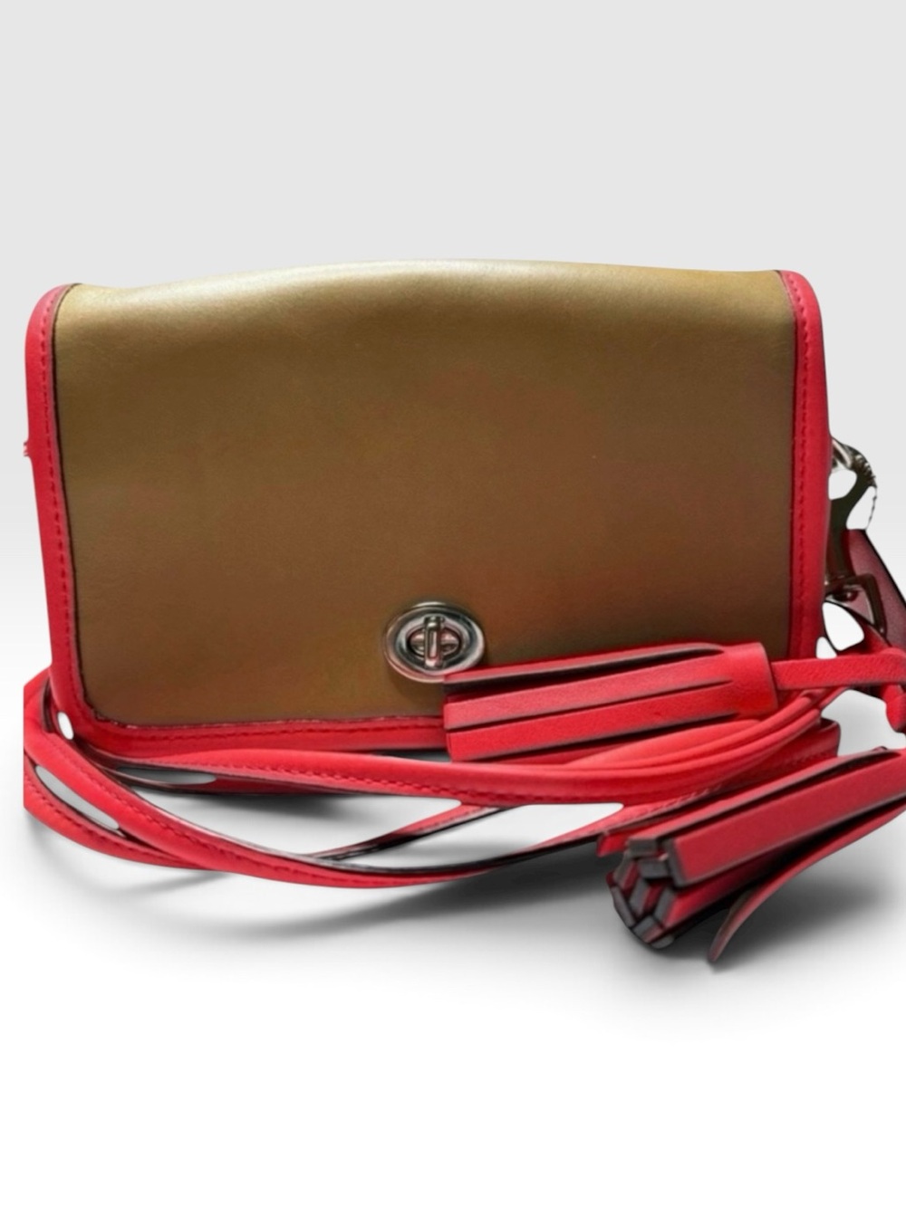 Coach Penny Crossbody 22406 Sand Watermelon Rare Tassel Bag